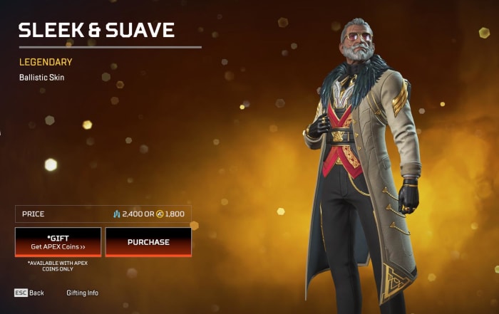 Ballistics' Legendary Skin ‘Sleek & Suave’ in the Uprising Collection Event in Apex Legends.